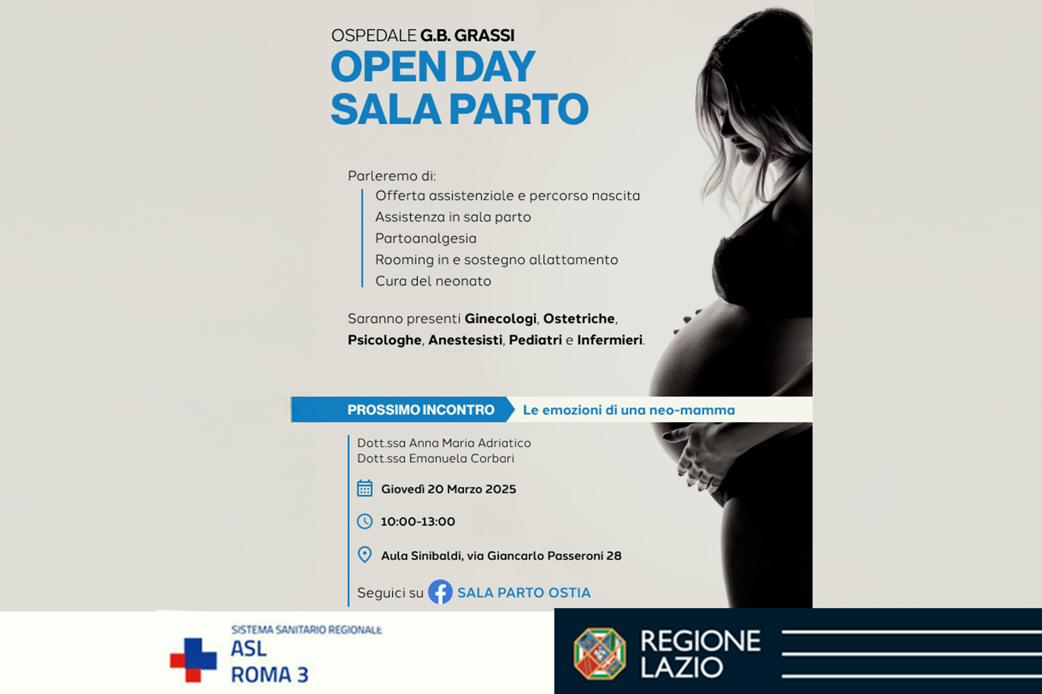 Open Day Sala Parto – Giovedì 20 Marzo – Sala Sinibaldi – Ospedale Grassi di Ostia